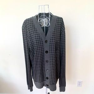 Stay-Rooted Preppy Men’s Black and Gray Button Down Cardigan Size L - Like New